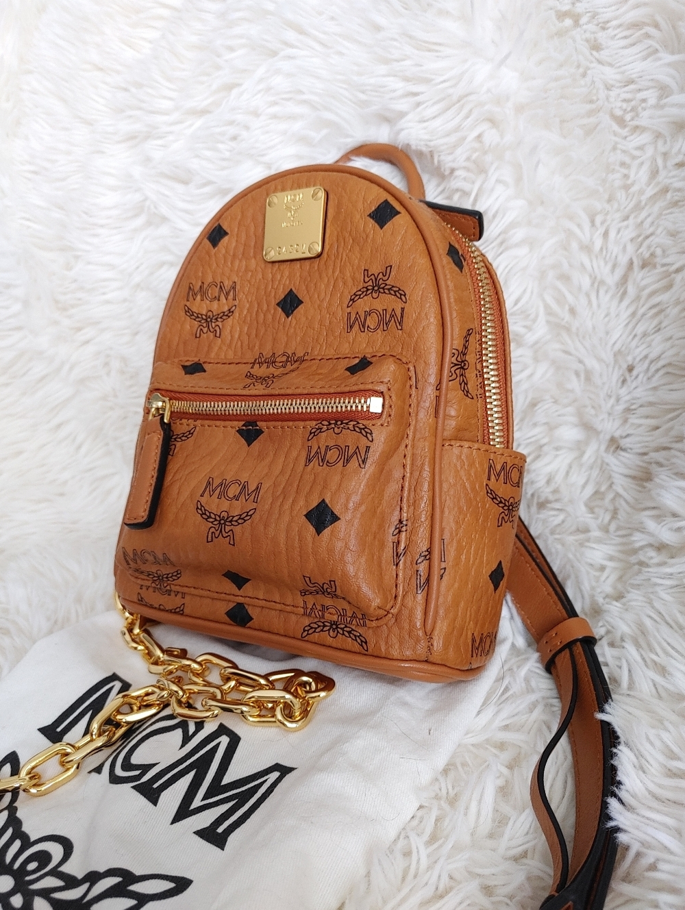 MCM Viesto Monogram Canvas Leather Convertible Bag - Picture 16 of 16